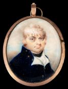 English School Circa 1800- A miniature portrait of a naval officer,