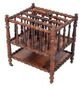 A Victorian rosewood Canterbury, third quarter 19th century,: of rectangular form,