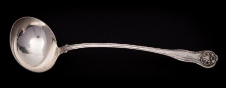 A Victorian silver Fiddle Thread and Shell pattern soup ladle, maker John & Henry Lias, London,