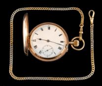 An Edwardian 9 carat gold full hunter pocket watch,