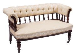 An Edwardian mahogany settee:, of rectangular shape,