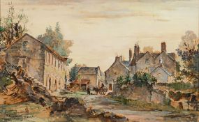 * Charles Cundall [1890-1971]- A Yorkshire Farm,:- signed watercolour, 26 x 42cm.