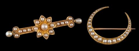 An early 20th century pearl brooch,