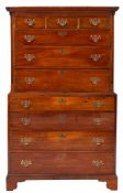 An early George III mahogany chest on chest, circa 1760,