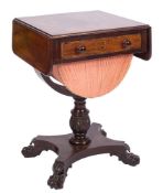 A William IV mahogany drop flap work table:,