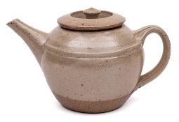 *Richard Batterham [1936-2021] a stoneware teapot and cover: of traditional form with ribbed strap