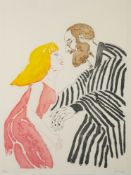 * Elisabeth Frink [1930-1993]- Anthony and Cleopatra,:- etching in colours,