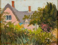 * Margaret Green [1925-2003]- Cottage Garden, (The Artist's Cottage, Suffolk),:- signed,
