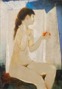 * Pierre Lavarenne [b.1928]- Seated Nude,:- signed bottom right oil on canvas, 45 x 32cm.