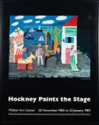 A David Hockney exhibtion poster, 'Les Mamelles de Tiresias',:- Hockney Paints the Stage,