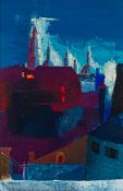 * Collier [20/21st Century]- View across city roof tops to temple spires in the distance,