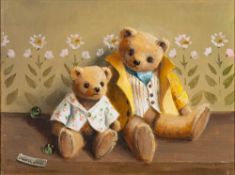 * Deborah Jones [1921-2012]- Mr Brown, Billie & Baby; Two Teds,:- two, both signed oil on canvas,