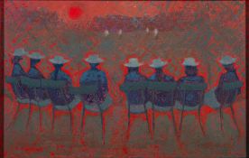* E. Maclean [Contemporary]- A schoolgirl audience,:- signed bottom left oil on board, 35 x 54.