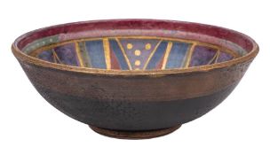 *Bernard Forrester [1908-1990] a stoneware bowl: the interior with brightly decorated abstract