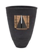 *Judith Gilmour [1937-2003] a stoneware vase: of squashed circular form decorated front and verso