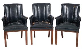 Robert Lutyens [1901-1972]- a set of eight green leather upholstered boardroom chairs for Reuters,