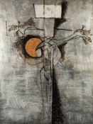 * John Chretien [1902-1999]- The Crucifixion,:- mixed media on board 120 x 90cm.