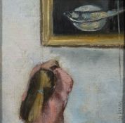* Jo Dixon [Contemporary]- Standing figure and fish on a plate,