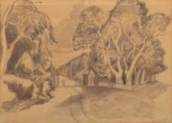 * John Northcote Nash [1893-1977]- Stoneham Park,:- gatehouse to parkland,