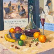 * Eric Ward [b.1945]- A Cornish Still Life,:- signed bottom left oil on canvas, 49.5 x 49.5cm.