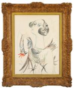 * Bernard Piga [1934-2008]- Woman and Cockerel,:- signed and dated '60 bottom left pastel drawing,