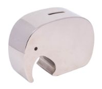 Jorgen Moller for Georg Jensen. a stainless steel 'Moneyphant' money box: 17cm long, boxed.