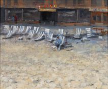 * Bob Brown [b.1936] - Hotel Le Schuss, Val d'Isere, signed bottom right oil on board, 29 x 36cm.