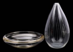 Tapio Wirkkala for Litala a clear glass vase: of pear shaped form with narrow neck,