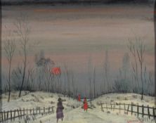 * Fred Uhlman [1901-1985]- Winter Evening,:- signed bottom right oil on board 40 x 49cm.