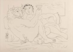 After Picasso - Minotaur and Woman,:- print, 77 x 107cm.