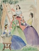 * Derek Hill [1916-2000]- Fashionable ladies picking grapes,