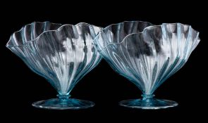 A pair of Whitefriars James Powell & Sons glass vases: after a design by Harry Powell and T.G.