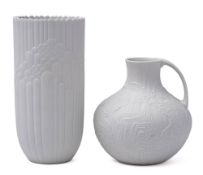 Rosamunde Nairac for Rosenthal a white bisque porcelain Studio Line vase: in the Anemone pattern,