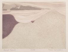 * John Brunsden [1933-2014]- Dorset Beach,:- etching in colours signed,