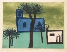 * Helena Markson [1934-2012],:- The Church on The Hill, lithograph,