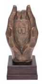 * Alec Wiles, a composition and bronze coated model of hands: enclosing a family group,
