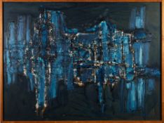 * Avril Jones Rowe [20th Century]- Blue abstract, 'Painting One',