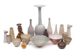 A group of studio pottery: by various hands comprising stoneware and porcelain vases,