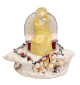 Anton Klieber for Karlsruhe a majolica figure group: of an enthroned Madonna and Child,