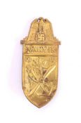 A Kriegsmarine Narvik Campaign Shield: missing backing plate and cloth, retains all four pins.