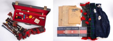 A set of highland bagpipes: unsigned, the drones,