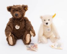 A Steiff Classic 1920 brown plush Teddy bear and a Steiff Classic 1905 white plush Teddy bear :(2)