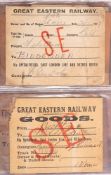 A collection of various railway wagon tickets: including Southern Railway, Whitstable Harbour,