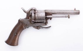 A continental six shot pin fire revolver: 3 1/2 inch octagonal barrel,