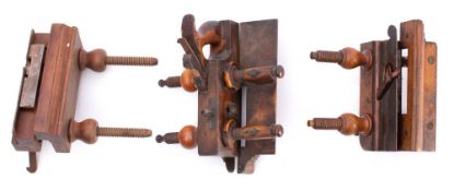 A screw stem plough plane by H Wilson, Newcastle: together with another by Fairclough,