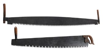 A large lance tooth crosscut saw: unsigned, 120cm long.