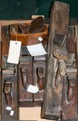A Moseley adjustable compass plane: together with a moulding plane and a jack plane also by Moseley,