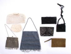 A group of six various bead work evening bags and purses: unsigned,