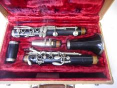 A W R Yorke five section clarinet : contained in a fitted case.