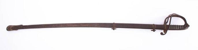 A 19th Light Infantry Officer's sabre: the slightly curved fullered singe edge blade over three bar